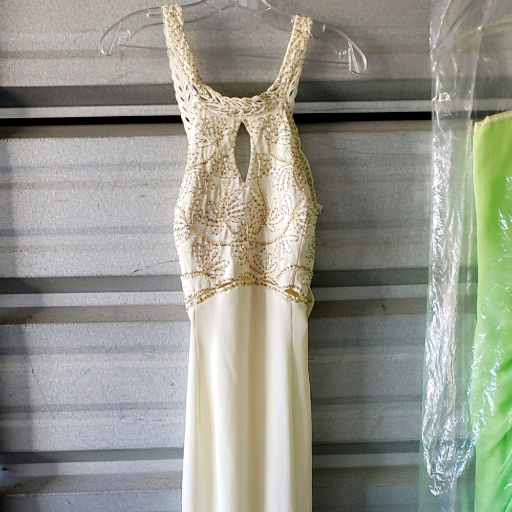 Long White with Gold Dress